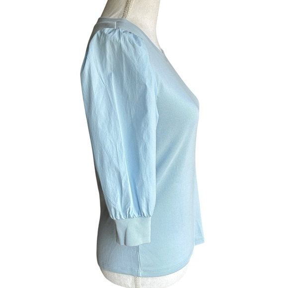 Veronica Beard Coralee Puff Sleeve Top Lake Blue Medium - Picture 4 of 10
